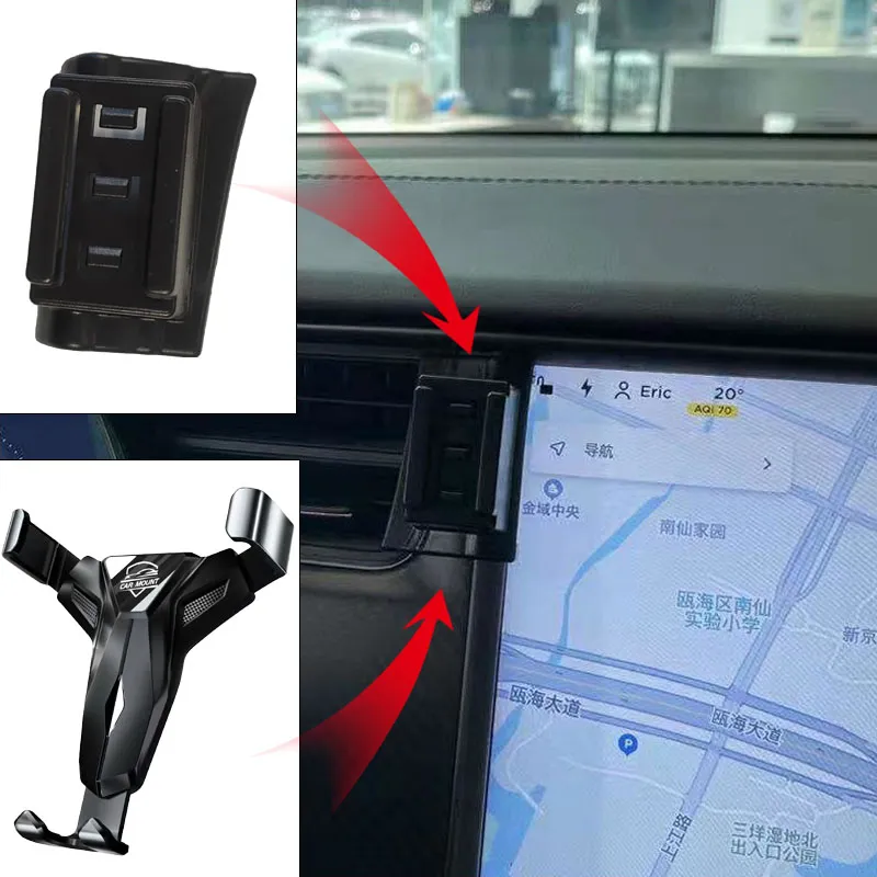 차량용 휴대폰 거치대, 테슬라 모델 X 2016 2017-2021 모델 S 2014-2021 고정 브래킷 스탠드, 모바일 중력 연결, 무선 충전
