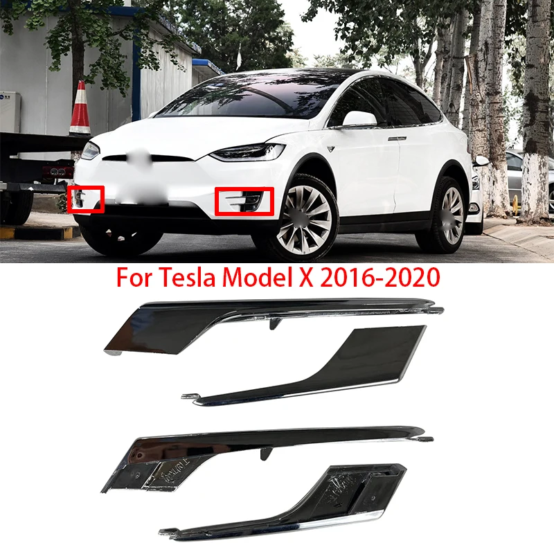 프론트 범퍼 안개등 크롬 트림 몰딩, 테슬라 모델 X 2016-2020 OEM 1049609-00-F 1049610-00-F 1049611-00-F 1049612-00-F